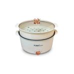 FUMA Japan FMC-55G 6.5L electric multi cooker in cream and gold with glass lid and steamer tray
