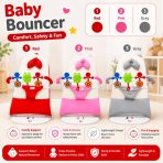 Baby Bouncer Chair with Music, Toy Bar, Pillow and Safety Belt